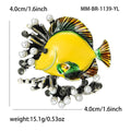 Alloy Enamel Fish Brooch With Coral Pearl Ocean Design view 5