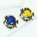 Alloy Enamel Fish Brooch With Coral Pearl Ocean Design view 3