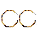 Oversized Geometric Octagon Hoop Acrylic Leopard Pattern Bohemian Statement Jewelry Earrings view 3