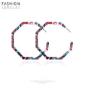 Oversized Geometric Octagon Hoop Acrylic Leopard Pattern Bohemian Statement Jewelry Earrings view 2
