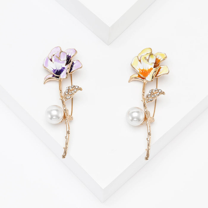 Alloy Enamel Flower Brooch For Fresh Everyday Apparel Accessories