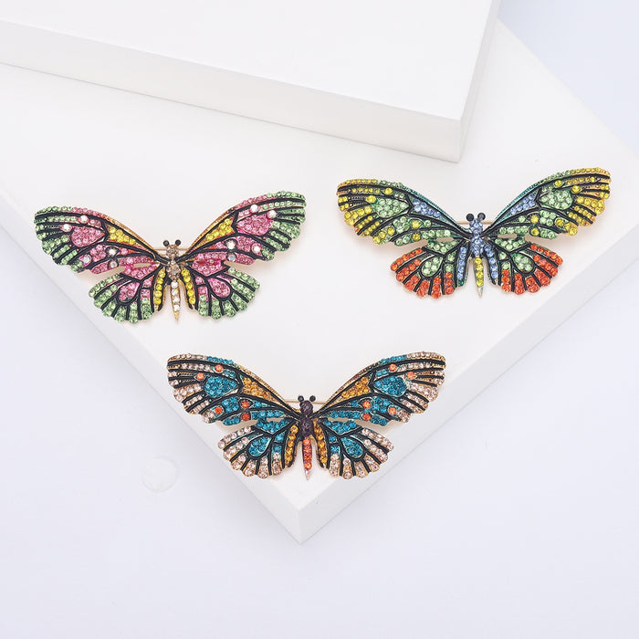 Alloy Rhinestone Butterfly Brooch Pin For Clothing Decoration Accessories