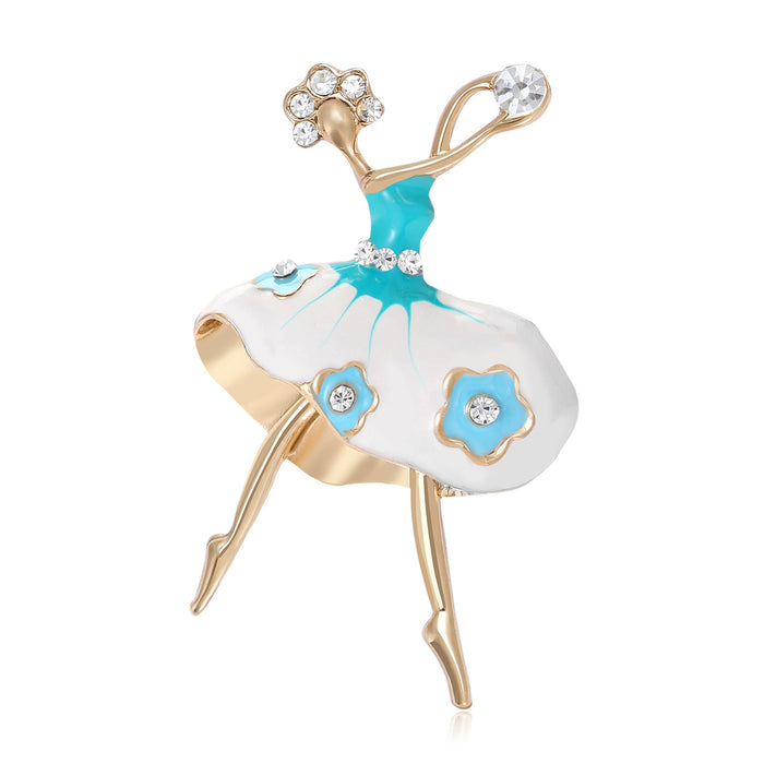 Alloy Rhinestone Ballet Girl Brooch Pin For Fashion Apparel Decor