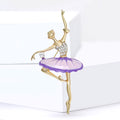 Elegant Alloy Enamel Rhinestone Ballet Girl Brooch Pin view 2