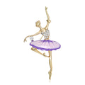 Elegant Alloy Enamel Rhinestone Ballet Girl Brooch Pin view 5