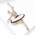 Elegant Alloy Enamel Rhinestone Ballet Girl Brooch Pin view 3