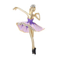 Alloy Enamel Ballerina Girl Brooch Pin with Rhinestone Accent view 5