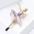Alloy Enamel Ballerina Girl Brooch Pin with Rhinestone Accent view 3