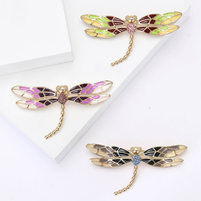 Alloy Enamel Dragonfly Brooch Delicate Lapel Pin For Sweaters And Coats