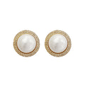 Luxury Alloy Pearl Rhinestone Geometric Round Drop Earrings For Women view 4