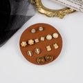 Vintage Weekly Stud Earrings Set With Cat Eye Teardrop Pearl Rhinestone Antler Alloy Earrings view 3