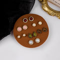 Vintage Weekly Stud Earrings Set With Cat Eye Teardrop Pearl Rhinestone Antler Alloy Earrings view 2