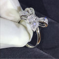 Fairy Flower Series Bowknot Trapezoid Diamond Simulated Ring For Women Luxury Bridal Jewelry view 3