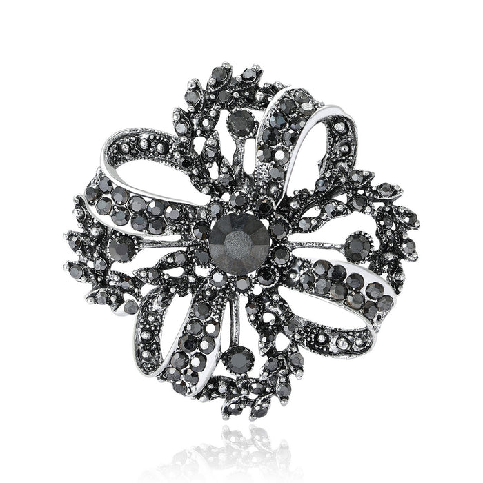 Alloy Rhinestone Hollow Flower Brooch Pin For Womens Apparel Decoration
