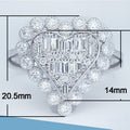 Heart Element Geometric Hollow Zircon Ring, Full Stone Design Statement Jewelry For Women view 5