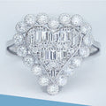 Heart Element Geometric Hollow Zircon Ring, Full Stone Design Statement Jewelry For Women view 3