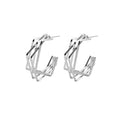 Geometric Six Point Star Alloy Hoop Stud Earrings for Women Elegant Multi Layer Metal Statement Earrings view 5
