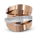 European Multilayer Wrap Two Tone Rose Gold Plated Rhinestone Women's Ring Jewelry view 2