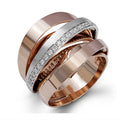 European Multilayer Wrap Two Tone Rose Gold Plated Rhinestone Women's Ring Jewelry view 1