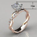 Rose Gold Princess Cut Diamond Inlaid Women Ring, European Style Fashion Jewelry view 4
