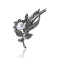 Vintage Alloy Rhinestone Leaf Brooch Pin For Women's Blazers view 1