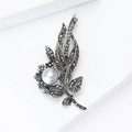 Vintage Alloy Rhinestone Leaf Brooch Pin For Women's Blazers view 4