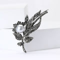 Vintage Alloy Rhinestone Leaf Brooch Pin For Women's Blazers view 2