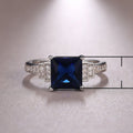 Fashion Deep Blue Zircon Ring For Women Platinum Plated European American Diamond Inlaid Jewelry view 5