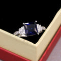 Fashion Deep Blue Zircon Ring For Women Platinum Plated European American Diamond Inlaid Jewelry view 3