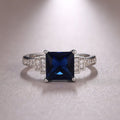 Fashion Deep Blue Zircon Ring For Women Platinum Plated European American Diamond Inlaid Jewelry view 6