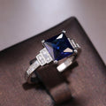 Fashion Deep Blue Zircon Ring For Women Platinum Plated European American Diamond Inlaid Jewelry view 2