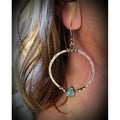 Vintage Silver Tone Faux Turquoise Round Hoop Drop Earrings, Handmade Eyelash Design Jewelry view 4