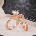 European Fashion Rose Gold Copper Zircon Matching Couple Rings Romantic Jewelry view 2