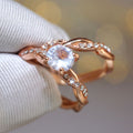 European Fashion Rose Gold Copper Zircon Matching Couple Rings Romantic Jewelry view 3