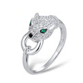 Women's Wild Leopard Head Silver Plated Copper Ring With Micro Pave Detail view 4