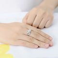 Women's Wild Leopard Head Silver Plated Copper Ring With Micro Pave Detail view 3