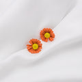 Korean Fresh Colorful Enamel Daisy Flower Petal Studs With 925 Silver Pins For Women Earrings view 3