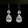 European Fashion OL Women Drop Earrings With Large Teardrop Zircon, Shiny Silver Plated Jewelry view 1