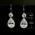 European Fashion OL Women Drop Earrings With Large Teardrop Zircon, Shiny Silver Plated Jewelry view 2