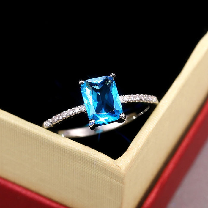 Minimalist OL Women Ring With Square Zircon, European Fashion Finger Jewelry