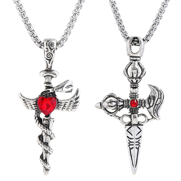 Korean Style Men's Simple Alloy Cross Necklace, Vintage Versatile Pendant Accessory