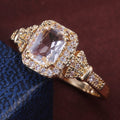 Vintage European Rectangle Zircon Ring With Prong Setting, Real Gold Plated Jewelry view 3