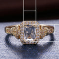 Vintage European Rectangle Zircon Ring With Prong Setting, Real Gold Plated Jewelry view 5