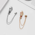 European American Vintage Rhinestone Skull Hand Bone Multi Layer Chain Tassel Collar Pin Brooch view 2