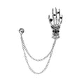 European American Vintage Rhinestone Skull Hand Bone Multi Layer Chain Tassel Collar Pin Brooch view 5