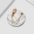 European American Vintage Rhinestone Skull Hand Bone Multi Layer Chain Tassel Collar Pin Brooch view 4