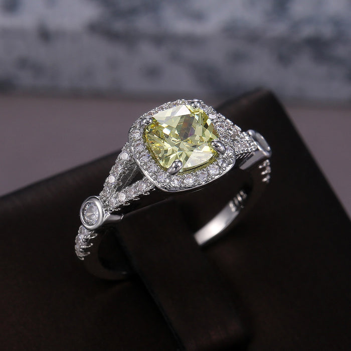 European Fashion Silver Plated Zircon Women's Ring, Elegant Finger Jewelry For
