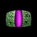 Elegant Womens Two Tone Ring With Simulated Purple Gemstone Luxury Statement Jewelry view 2