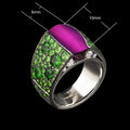 Elegant Womens Two Tone Ring With Simulated Purple Gemstone Luxury Statement Jewelry view 3