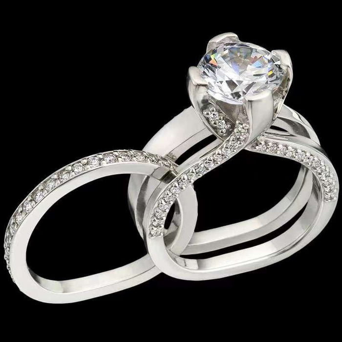 Luxury Women's Zircon Ring Bridal Engagement Wedding Couple Rings European American Jewelry